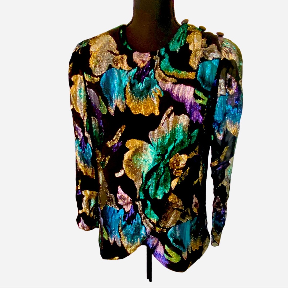 🌟🔥 BOGO Sale🔥🌟 Vintage Patra Multicolored Shiny Swatches Blouse